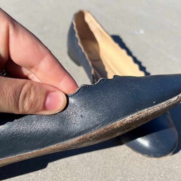 Chloe Lauren Scalloped Ballet Flats - Navy size 36 - Picture 3 of 5